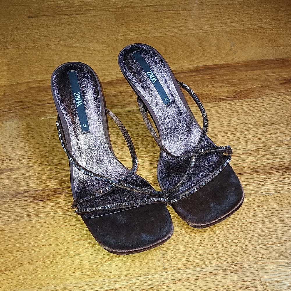 Zara Brown And Copper Heels